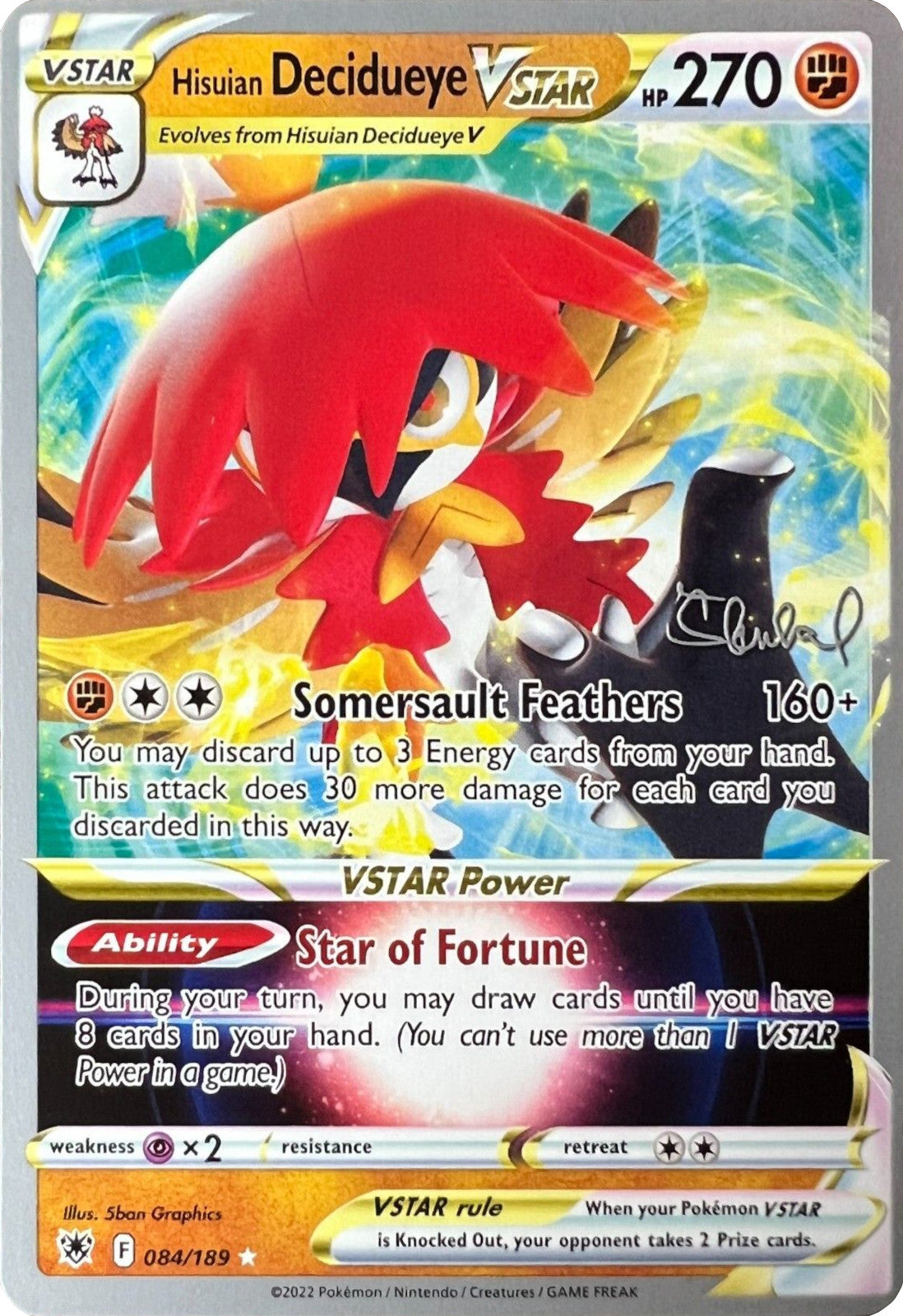 Hisuian Decidueye VSTAR (084/189) (ADP - Ondrej Skubal) [World Championships 2022]